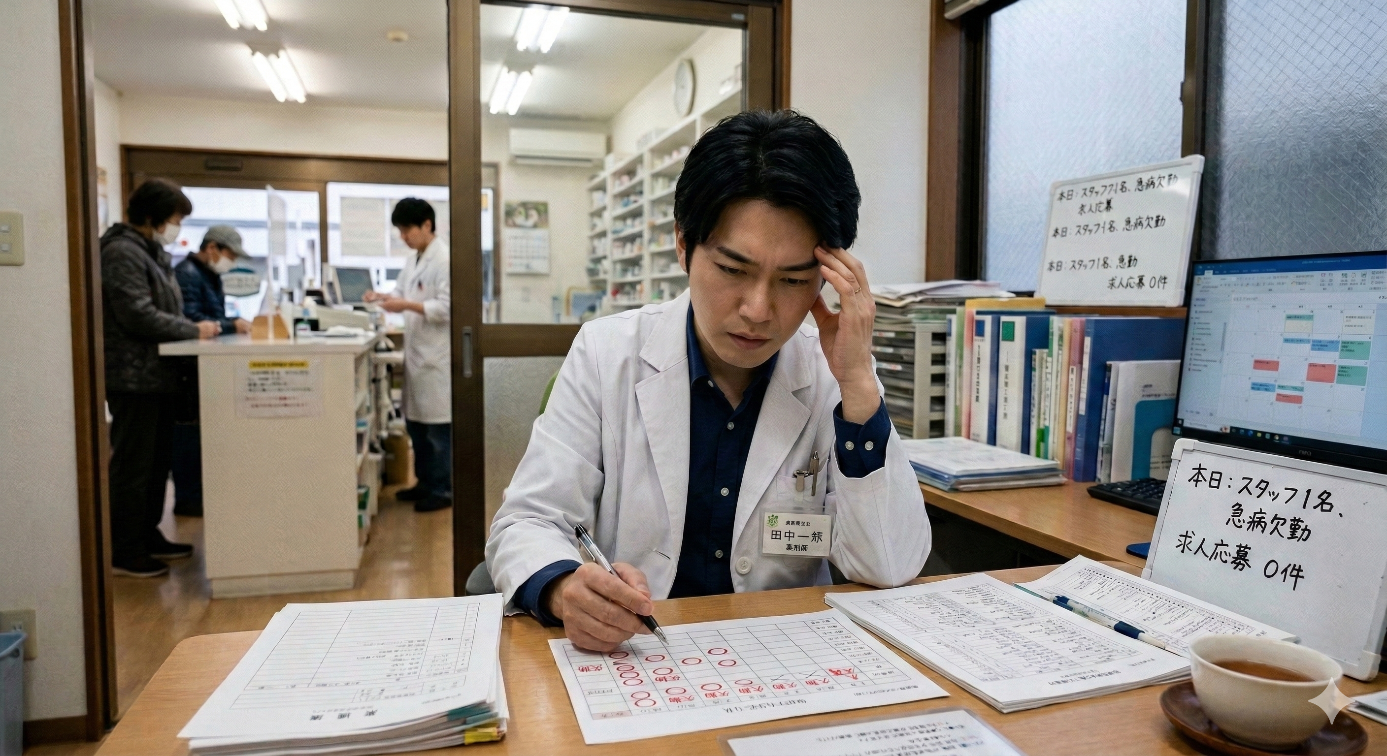 採用に悩む薬局担当者